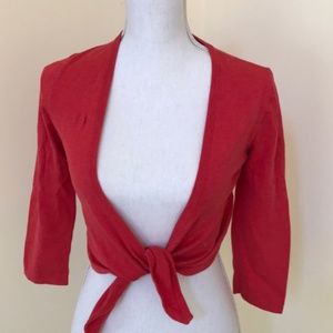 Boden size 10 red cotton blend  open cardigan